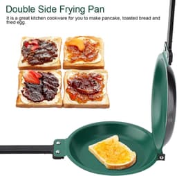 Dubbelzijdige pannenkoekenpan, omeletpan, keukenpan, groen, 19 cm, toastpan met hittebestendig handvat, toastpan voor koken, braden, bakken, grillen — thumbnail 4