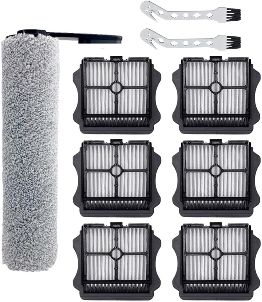 Accessoireset - 9 stuks - geschikt voor Tineco Floor One S5 - FLOOR ONE S5 PRO - S5 PRO 2 - S5 PRO SERIES - IFLOOR 5 BREEZE - accustofzuiger (nat en droog) - Vervangingsonderdelen - Inclusief 1 borstelrollen en 6 HEPA-filters en 2 reinigingsborstel — afbeelding 1