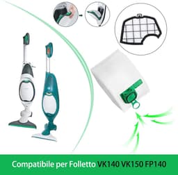13 stuks Reserveonderdeel accessoires - geschikt voor Vorwerk VK140 - VK150 - FP140 stofzuiger - met 2 filters - 10 stofzuigerzakken - 1 reinigingsborstel — thumbnail 5