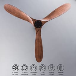 MIVRAY Plafondventilator – Stil 60 Inch – Omkeerbare DC Motor – ABS – Zwart en Donker Walnoot – Zonder Licht – Afstandsbediening en Timerfunctie — thumbnail 4