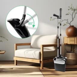 Stoffer en blik - Veegset - Huishoudelijk schoonmaken - Met kamtanden - Verstelbaar - Zilver — thumbnail 4