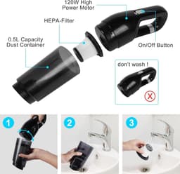Sterke accu handstofzuiger - 15.000 Pa - draadloos - testwinnaar - 120 W - nat en droog - voor dierenhaar - auto huis - 3 x wasbaar filter — thumbnail 5