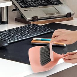 Mini Stofpan Bezemset - Kleine Veegset - Bureau Schoonmaken - Ruimtebesparend Ontwerp - 22.5 cm Bezem - Groen — thumbnail 3