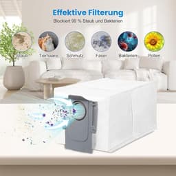 12 stofzakken voor Roborock Saros 10, Saros 10R, S8 MaxV Ultra, Qrevo Pro, Qrevo MaxV en S8 Max Ultra robotstofzuiger - 3,0 liter, 4-laags filter, stofzuigerzakken (max. 60 dagen stofopslag) — thumbnail 2