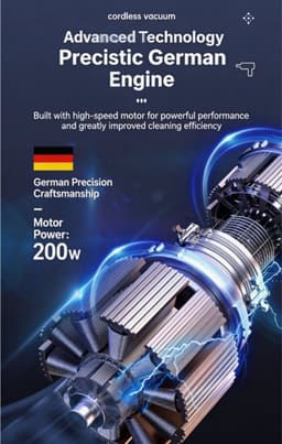 4-in-1 draadloze handstofzuiger voor de auto, krachtige draagbare stofzuiger met 6500 Pa zuigkracht, 200 W mini-autostofzuiger met ledverlichting, oplaadbare handstofzuiger met snelladen (Type-C) voor auto, huis, kantoor, dierenharen en stof. — thumbnail 4