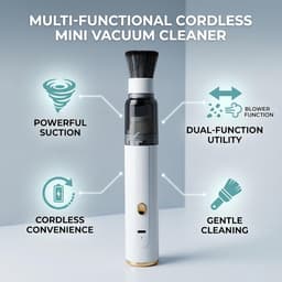 Draadloze Autostofzuiger - Mini Kruimeldief - Auto Kantoor Reinigen - Dubbele Functie Blazer - 21.5 cm Lengte - Wit — thumbnail 4