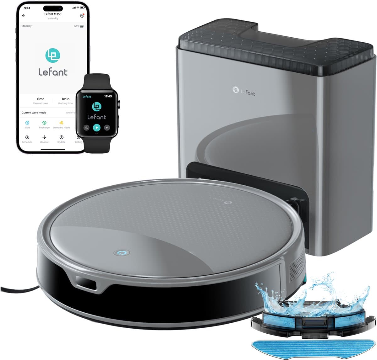 Lefant M350 MAX robotstofzuiger met dweilfunctie - Automatisch leegstation - Stofzuiger - 10.000 Pa zuigkracht - 2 extra stofzuigerzakken - Met app - Ideaal voor huisdieren — afbeelding 1