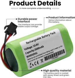 ANTIEE Vacuum Cleaner Batterie pour Vactidy T6, T7, T8 Robots avec Aspirators,PN:Vactidy Ls001-02 10.8V 2600mAh/28.08wh - ShopVlot — thumbnail 4