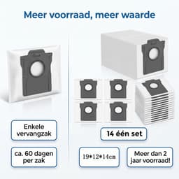 Namajunas-Stofzuigeraccessoires–stofzuigermond– Stofzuigermond & Stofzak van de stofzuiger voor Dreame en Mova robotstofzuigers – 14 stuks 4-laagse filterzakken – 99,9% filtratie, lekvrije afdichting voor dagelijkse reiniging — thumbnail 2