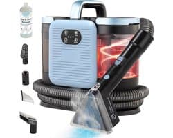 Verte Meubelreiniger - PRO Tapijtreiniger – Natstofzuiger voor Bekleding met Stoom – Stoomreiniger van 100 °C – Bankreiniger – Natstofzuiger voor Bekleding – Inclusief Reinigingsmiddel – 1650 W – Matrasreiniger