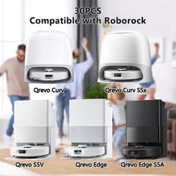 30-delige vervangingsset voor Roborock Qrevo Curve/Curv/Edge/P20 Pro – 4 hoofdborstels, 6 zijborstels, 4 HEPA-filters, 6 stofzakken, 8 dweilpads — thumbnail 2