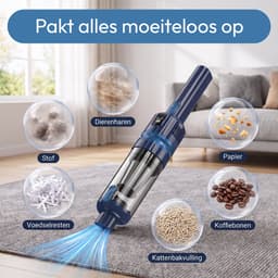 BOLLIT Kruimeldief 120W - Kruimelzuiger Snoerloos - Krachtige Handstofzuiger 16Kpa - Draadloos - Autostofzuiger - Laadstation met Opzetstukken — thumbnail 4