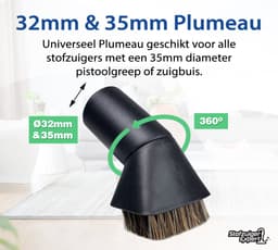 Universeel Plumeau 32mm en 35mm Geschikt voor Miele, Numatic Henry, Philips, AEG, Karcher, Bosch, Siemens etc. met een zuigbuis en/of handgreep diameter van 32mm en 35mm - Stofzuiger Hulpstuk — thumbnail 2
