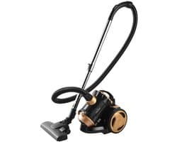 Swiss Haus® BVC2120 Stofzuiger Zonder Zak – Cycloon Stofzuiger met Krachtige Zuigkracht – 2L Stofreservoir – Telescopische Buis – Compact & Lichtgewicht - Zwart/Goud