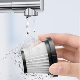 Draadloze handstofzuiger – Autostofzuiger – Handblazer – Mini-huisstofzuiger – Draagbaar – Inclusief 1 filterpatroon – 135W superzuigkracht – USB-interface – 6500PA – Premium grijs + rozerood — thumbnail 4