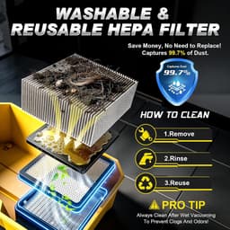 SnelShoppen - 3-in-1 Nat- en Droogzuiger met Borstelloze Motor 3000W - Draadloze Werkplaatsstofzuiger met HEPA-filter, 2x 4,0 Ah Accu, Blaasfunctie en — thumbnail 3