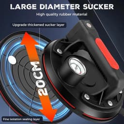 Sterke Glasheffer met Zuignap en Manometer - Draagkracht 200 kg - Vacuüm Tegellifter voor Tegels en Laminaat — thumbnail 3