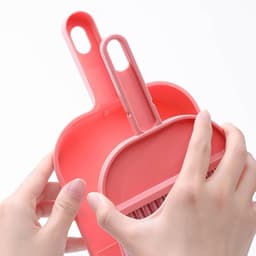 Bezem Stofpan Set - Mini Veegset - Bureau Schoonhouden - Compact Ontwerp - 75g - Rood Blauw — thumbnail 2