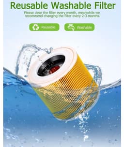 Set van twee filters Geschikt voor Kärcher stofzuigers WD3 Premium, WD2, WD3P, MV2 en MV3 – Vervangingsfilter WD3 – 6 414-552 0 — thumbnail 2