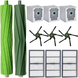onderdelen compatibel met stofzuiger iRobot Roomba S9/S9 Plus - Inhoud van de set: 2 x rolborstels 3 x HEPA-filter 3 x zijborstels 3 x stofzak - hoogwaardige vervanging — thumbnail 1
