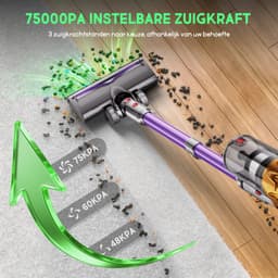 Hiaonyx steelstofzuiger - 9-in-1 steelstofzuiger draadloos - 75000pa - Met dierenborstel - LED Groene Stofdetectielamp - Geschikt voor Tapijten - Harde Vloeren en Dierenharen - 2-liter stofopvangbox - Paars — thumbnail 4