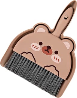 Mini Bezem Stoffer - Handige Set - Kleine Ruimtes Reinigen - Compact Clip Systeem - 24 cm Lengte - Bruin — thumbnail 1