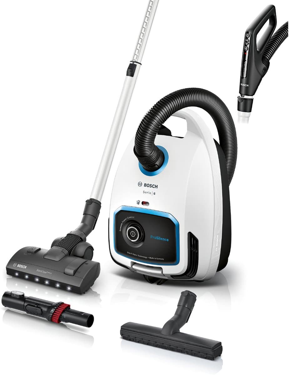 Bosch ProSilence BGB6SIL0L Serie 6 - Stofzuiger met zak - 12mtr bereik - Voetverlichting - HEPA hygienefilter - 66db - Afstandsbediening in handvat - Wit — afbeelding 1