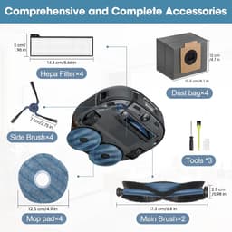 22 stuks - decoratieve accessoires - accessoireset - geschikt voor Eufy X10Pro/omni - 4 stofzakken, 4 schoonmaakdoeken, 4 zijborstels, 4 HEPA-filters, 2 hoofdborstel Borstel，2 klein penseel，schroevendraaier — thumbnail 4