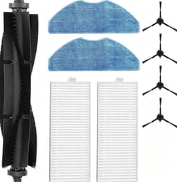 9 stuks Accessoireset - 1 hoofdborstel, 4 zijborstels, 2 reinigingsdoeken en 2 filterzeven - Voor 360 S8, S8 Plus , 360 Botslab S8 Plus, Rowenta X-plorer Serie 75 S+ RG8597W, EZVIZ RE4 / RE5 Plus — thumbnail 1