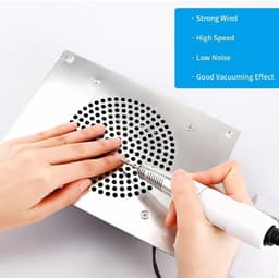 Nagelstofafzuiger Ingebouwd - Manicure Machine - Nagelstof Vangen - Stille Krachtige Zuigkracht - 15x20x5 cm - Zilver — thumbnail 3