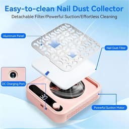 Nagelstofafzuiger - Nagelstofzuiger - Nagelstyling - Verstelbare snelheid - 24 x 21 x 65 cm - Wit — thumbnail 2