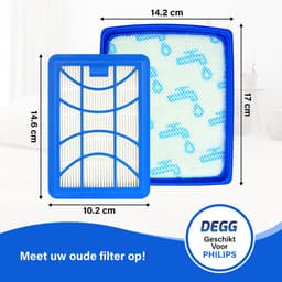 DEGG® Filterset Geschikt voor Philips PowerPro Expert – H11 HEPA Uitblaasfilter en Motorfilter – Vervangt FC6042/01 FC8003/01 – Geschikt voor FC9729 FC9741 FC9743 FC9744 FC9745 — thumbnail 2
