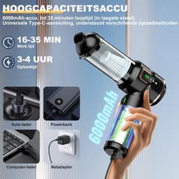 Handstofzuiger accu - Mini stofzuiger - Auto en huis - 4-in-1 functie - 28000 PA - Zwart — thumbnail 5