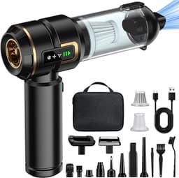 Handstofzuiger accu - Mini stofzuiger - Auto en huis - 4-in-1 functie - 28000 PA - Zwart — thumbnail 1