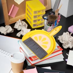 Mini Stoffer Set - Kleine Bezem - Bureau Schoonmaken - Compact Ontwerp - 23 cm - Geel — thumbnail 3