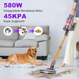 Steelstofzuiger Draadloos - Krachtige Stofzuiger - Snel Huis Schoon - Automatische Zuigkracht - 75 Min Looptijd - Goud — thumbnail 2