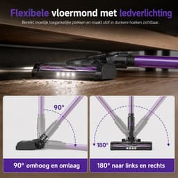 Gloovon® - Steelstofzuiger Draadloos - Stofzuiger Zonder Zak - 45 min Gebruikstijd - 120W - LED verlichting - Geschikt voor Dierenharen- Krachtig — thumbnail 4