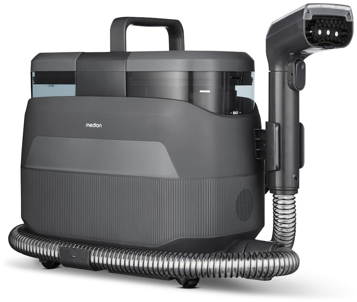 MEDION X10 UC Bekledingsreiniger sproei-extractiereiniger (Natzuiger voor bekleding, tapijten en autostoelen, koud water, heet water, stoom, schoon- en vuilwatertank, raamopzetstuk, draaggreep en wielen, MD100123) — afbeelding 1