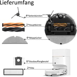 18-delige accessoireset voor de Dreame D20 Pro , D20 Pro Plus robotstofzuiger - inclusief 1 paar hoofdborstel, 4 zijborstels, 4 filters, 4 doeken, 4 stofzakken — thumbnail 3