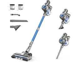 Draadloze Stofzuiger - Steelstofzuiger Accu - Huis Snel Schoon - Krachtige Zuigkracht 23kPa - 35 Min Looptijd - Blauw
