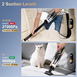 Draagbare Kruimeldief - Auto Stofzuiger - Snel Opruimen - 4-in-1 Multifunctioneel - 27000 Pa - Zwart — thumbnail 4