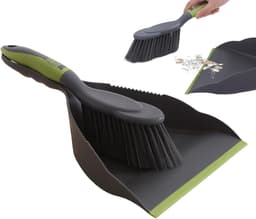 Handborstel en stoffer - Mini reinigingsset - Snel opruimen - Gekartelde rand - 298 g - Grijs — thumbnail 1