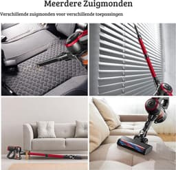 Multifunctionele Stofzuiger zonder Zak – Op Accu – Draadloos – Tapijtreiniger – Vacuum Cleaner – Vlekkenreiniger – Lichtgewicht – Rood — thumbnail 5