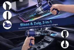 Draagbare handstofzuiger voor auto en huis met zuig- en blaasfunctie, 4500 Pa, draadloos, oplaadbaar via USB, 2-in-1, met een gebruiksduur van 18-30 minuten. — thumbnail 2