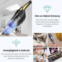 Draadloze Kruimelzuiger - Handstofzuiger Nat Droog - Snel Schoonmaken - 6500 Pa Zuigkracht - 39x10x11.5 cm - Goud — thumbnail 2