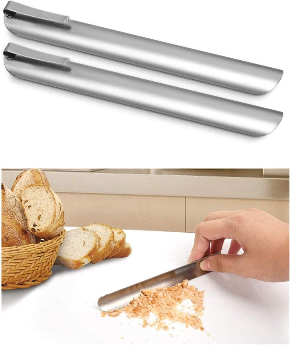 Kruimelveger - Kruimelschraper - Tafel schoonmaken - Roestvrijstalen constructie - 6 inch lengte - Zilver — afbeelding 1