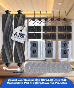 30 stuks Stofzuiger Vervangingsaccessoires, Geschikt voor Dreame X40 Ultra/L40 Ultra /X40 Master/Mova P50 Pro Ultra/Mova P10 Pro Ultra Robot Stofzuiger Reserve Onderdelen, Inclusief Hoofdmotor Zijborstel Hoogrendement Filter Dweil Doek — thumbnail 1