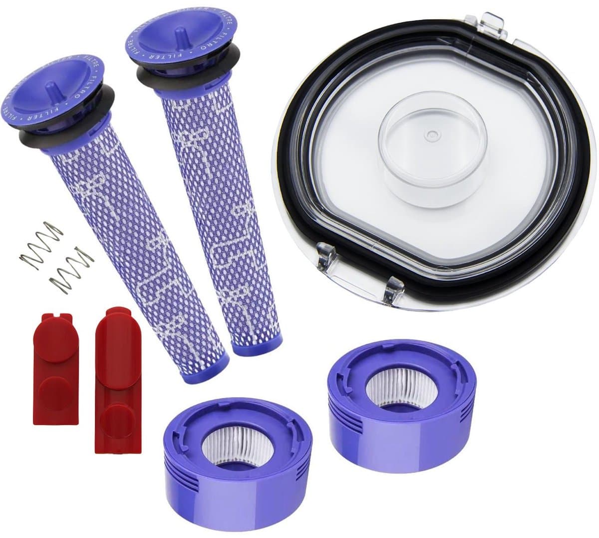 Dyson V7 en V8 Reparatie- en Onderhoudsset (Filters, Stofbakdeksel, Ontgrendelknoppen, Plus.Parts® alternatief voor 965661-01 / 967478-01) — afbeelding 1