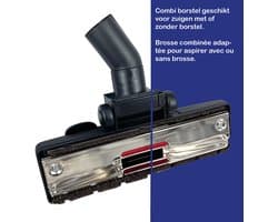 Combinatie zuigmond universeel Ø 32 mm buisaansluiting | Lichtgewicht model met natuurhaar en wieltjes | Geschikt voor o.a. AEG, Electrolux, Nilfisk, Numatic en andere merken | Multaparts® huismerk