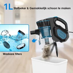 Bolture Handstofzuiger met Steel - Steelstofzuiger met Snoer - Handheld Vacuum Cleaner - Afneembare Kruimelzuiger - 600W - 18000Pa — thumbnail 5